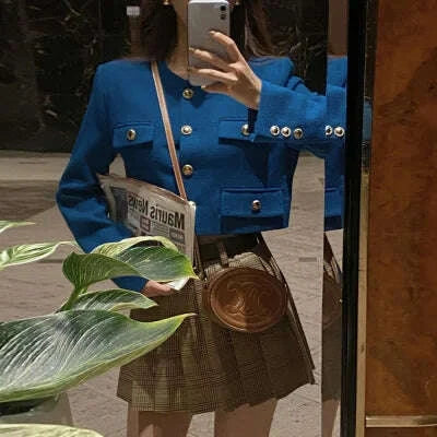 KIMLUD, Chic ort Outerwear Women's Springtime Ele round Ne Loose Long Sve Top Faionable Design Sense Commute Sle Coat, KIMLUD Womens Clothes