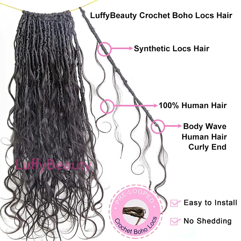 Goddess Locs Crochet Hair – Body Wave – Human Hair | KIMLUD