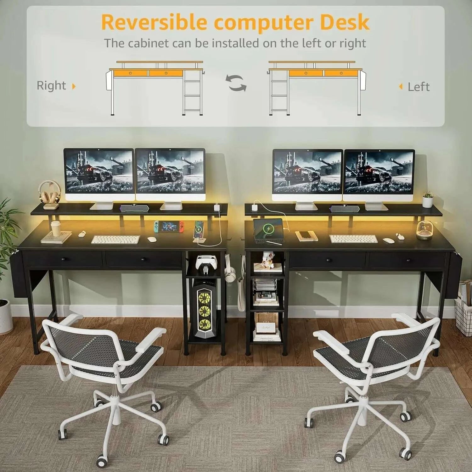 39-inch-gaming-desk-with-shelves-drawers-power-outlet-led-lights---sturdy-black-design-for-home-officekimludkimlud-35572140