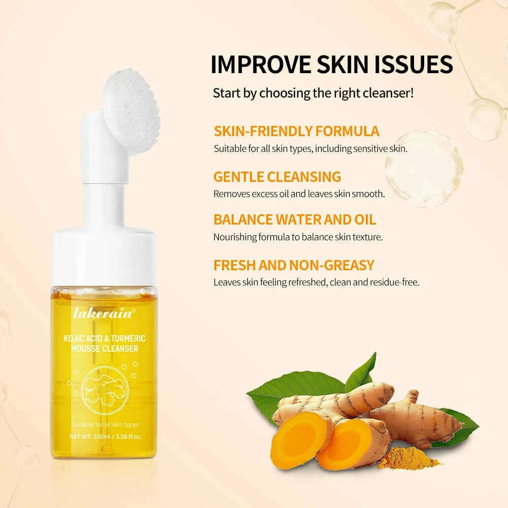 lakerain-100ml-turmeric-cleansing-mousse-brightening-face-wash-foam-face-cleanser-oil-control-blackhead-remover-skin-cleansing-kimlud-kimlud-33920815
