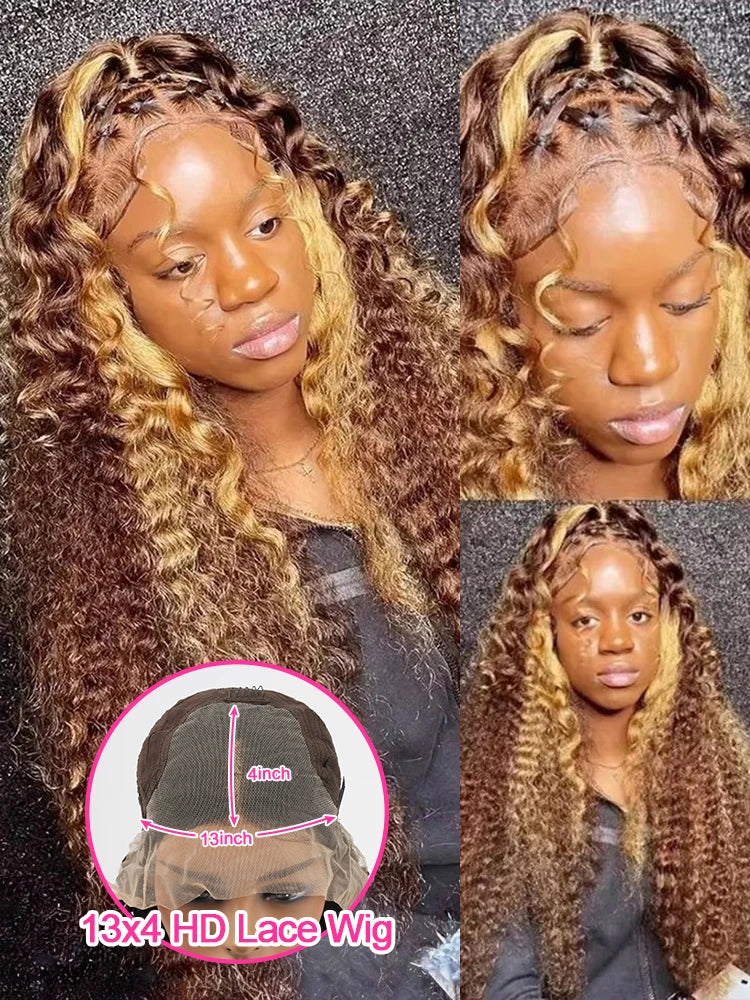 Lace Frontal Wig - Deep Wave - Remy Hair - Highlight Ombre | KIMLUD