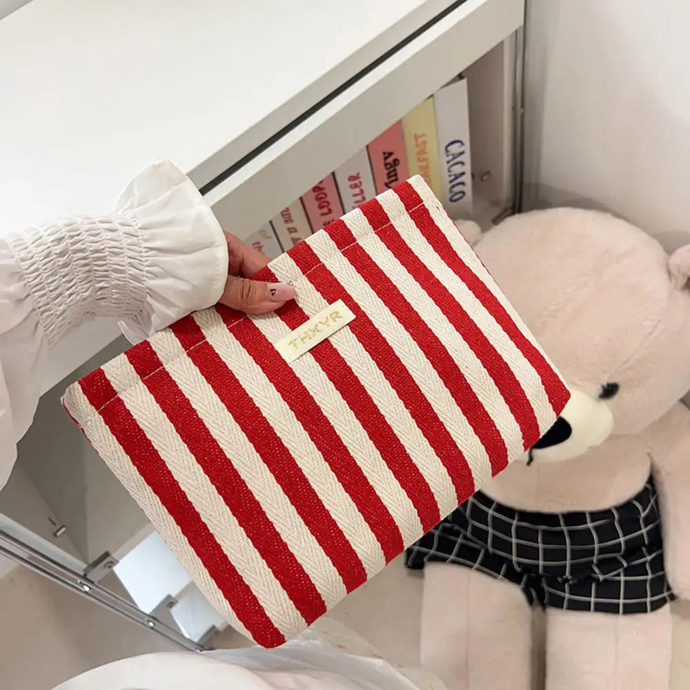 Striped Polyester Clutch Bag Small — Multicolor | KIMLUD