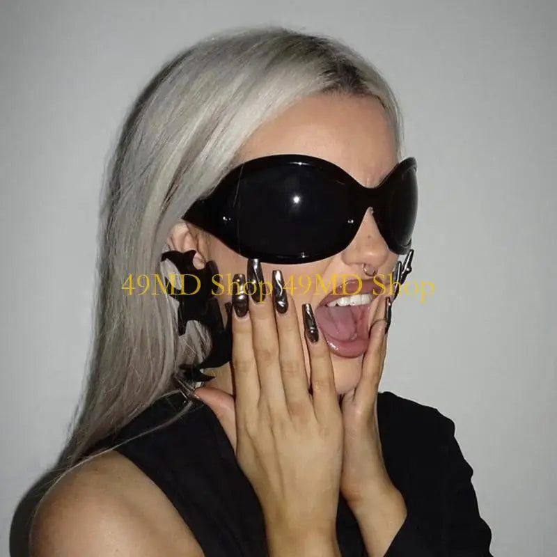 49MD Alien Sunglasses Punk Sunglasses y2k Sunglasses Wrap Around Sunglasses Uv400 Sunglasses Shades Glasses Eyeglasses