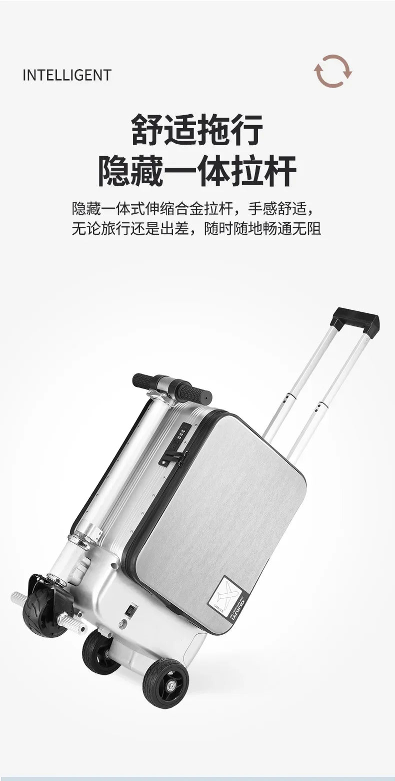 Electric Suitcase Scooter 20 Inch Front-Open — Silver | KIMLUD