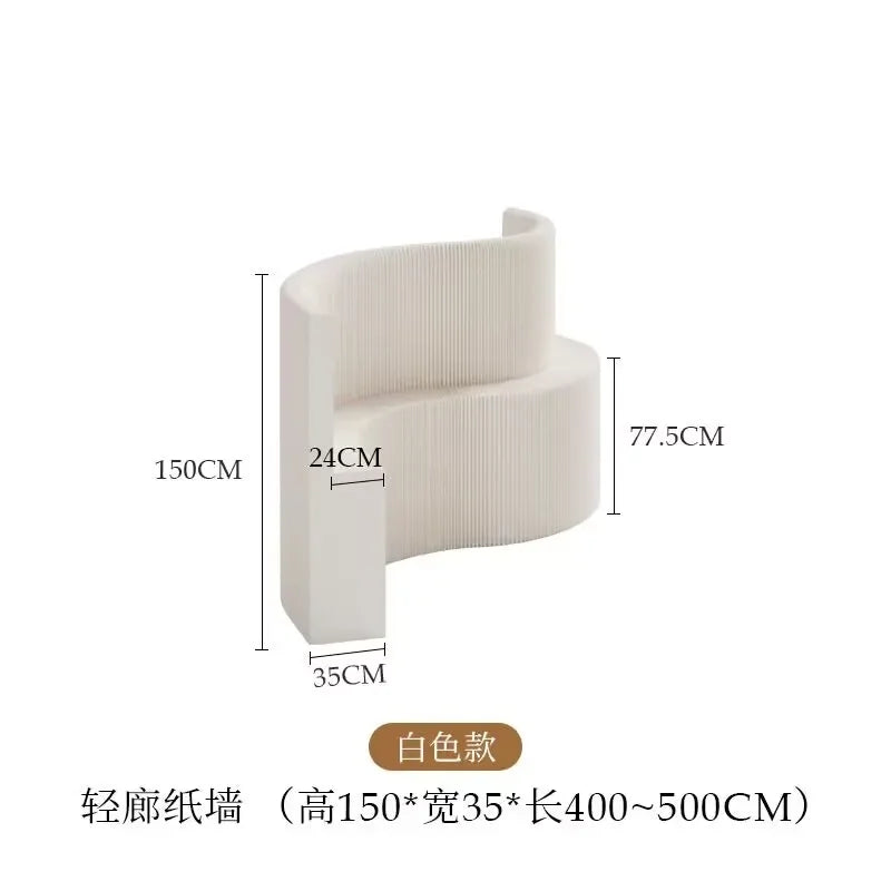 2M Height White Creative Home Decor Organ Paper Wall Screen Removable Folding Room Dividers Office Partition Baffle Fence