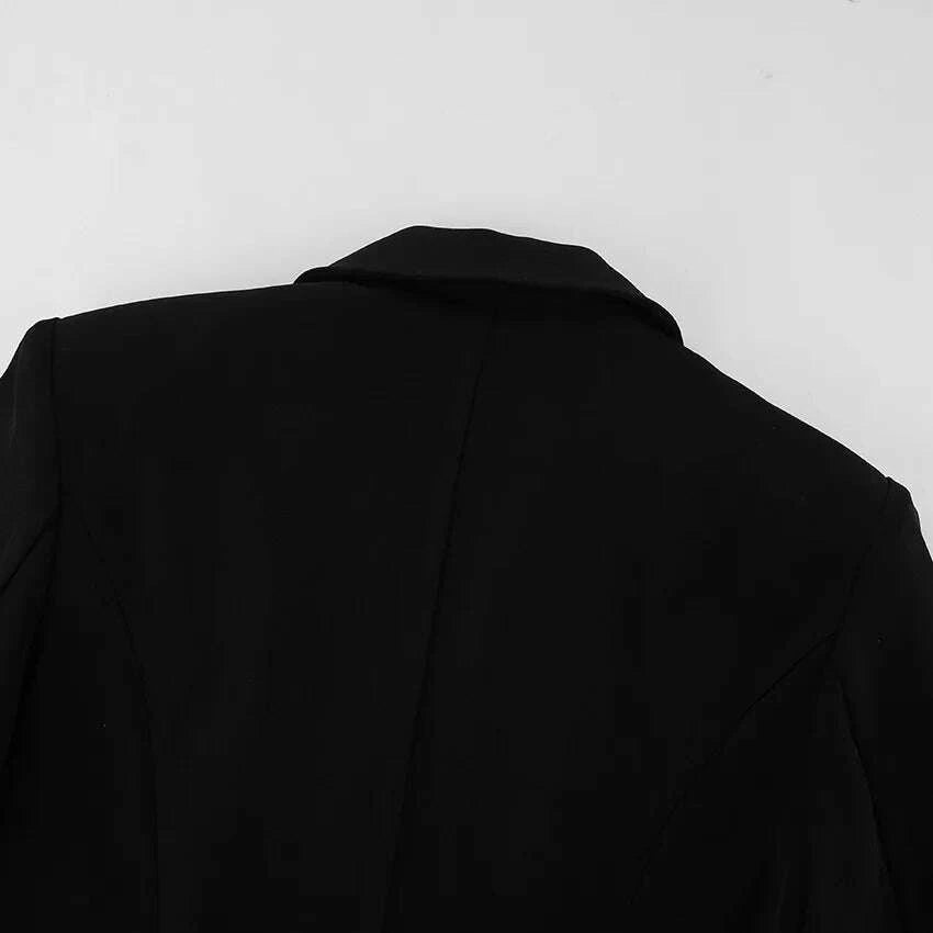 KIMLUD, 2025 Autumn and Winter New Fashion Black Small Suit Solid Jacket Design Sense Lace Splicing Commuting Long Sleeved Top Coat, KIMLUD Womens Clothes
