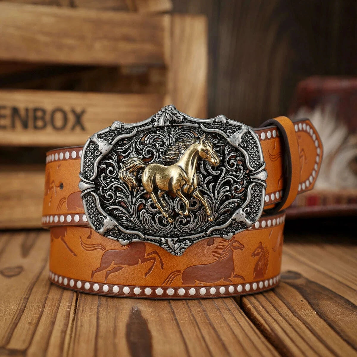 KIMLUD, A unisex Western-style PU belt with buckles, Bohemian style, casual and retro, suitable for daily wear when going out, KIMLUD Womens Clothes