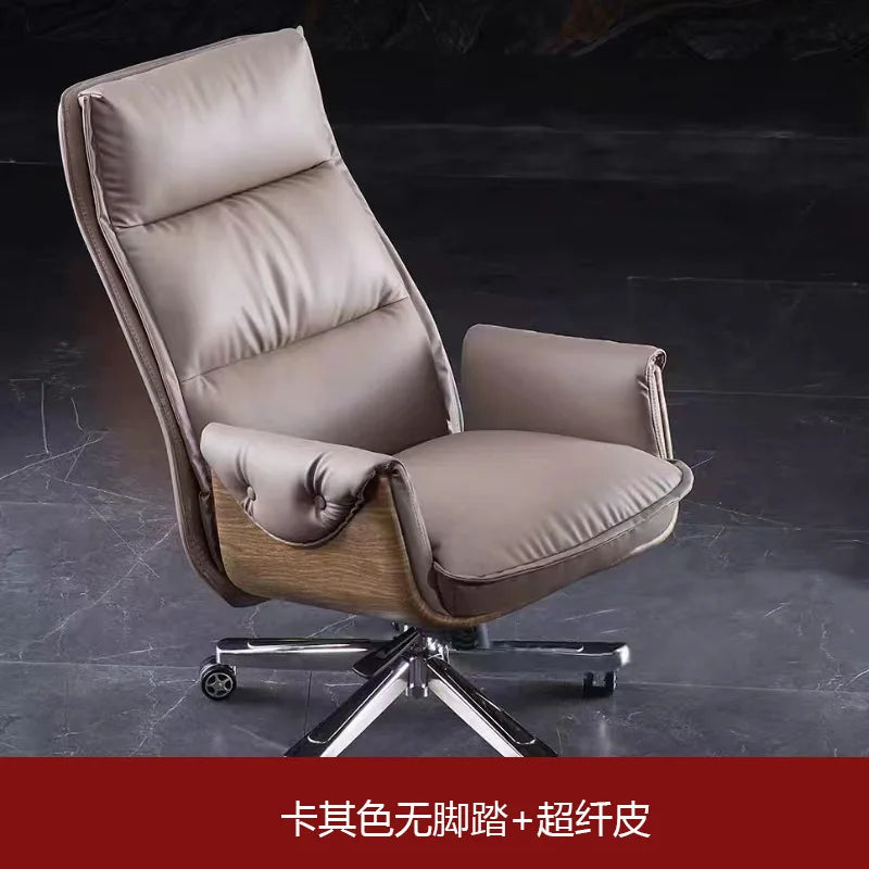 Leather-Textured Chair Home Boss — Warm Taupe | KIMLUD
