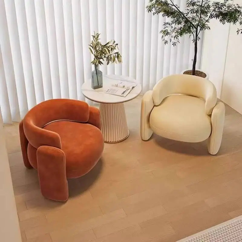 Moroccan-Inspired Minimalist Lounge Chair With Wood Frame And Baby Fleece — Mint Green | KIMLUD