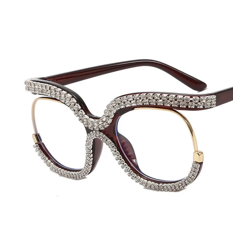 Plastic Diamond-Decorated Reading Glasses — Clear | KIMLUD