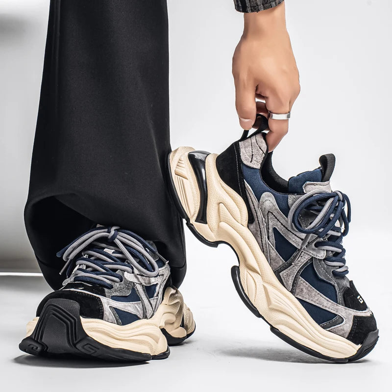 Lacing up Men's and Women's Couple Sport Shoes 2025 Thick Sole Luxury Design Casual Retro Dirty Casual Sneakers Breathable Upper