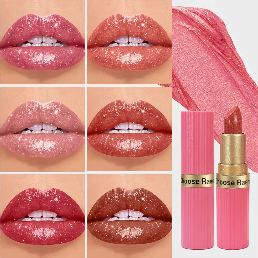 KIMLUD, Pearlescent Pink Glitter Velvet Lipstick Metallic Waterproof Long Lasting Matte Shimmer Diamond Lipstick Women Makeup Cosmetic, KIMLUD Womens Clothes