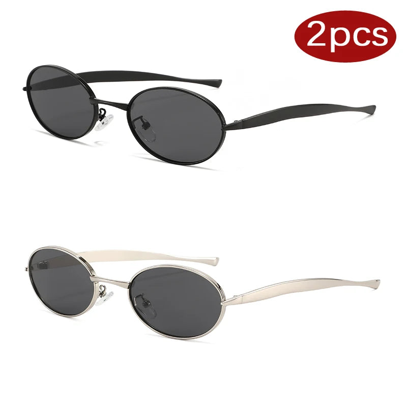 Metal Sunglasses Y2K Oval Small Frame — Colorful | KIMLUD