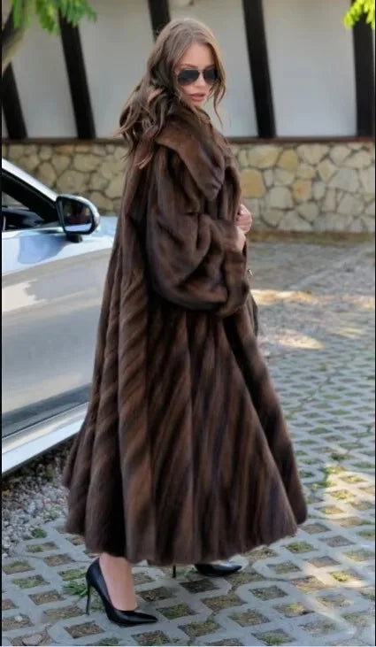 Mink Fur Coat – Real Mink Fur – Long Coat Silhouette | KIMLUD