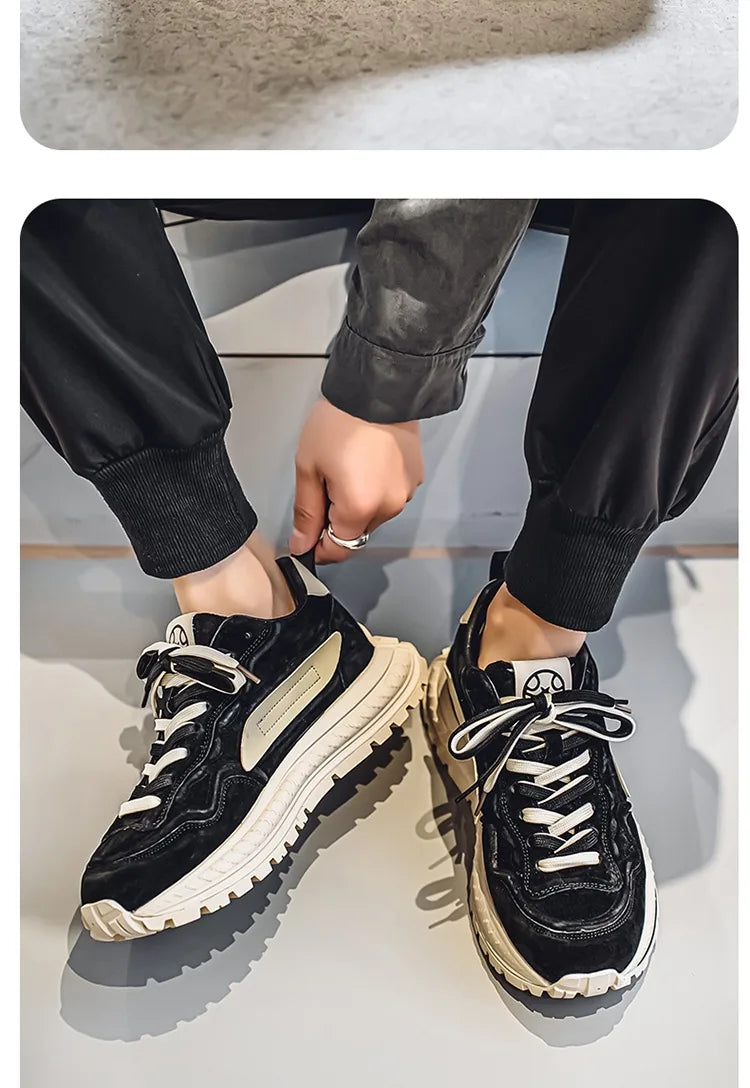 Color-Block Dad Shoes Men's Spring Autumn New Style Thick Bottom Sports Shoes Casual Running Shoes Low Cut Breathable Mesh