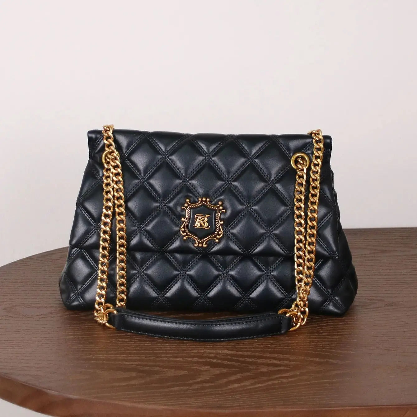 Premium PU Solid Shoulder Bag — Jet Black | KIMLUD