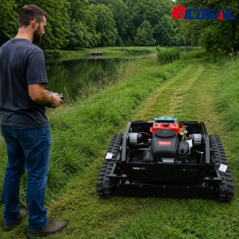 Remote Control Grass Cutter – Tracked Mower – 1000mm Cutting Width | KIMLUD