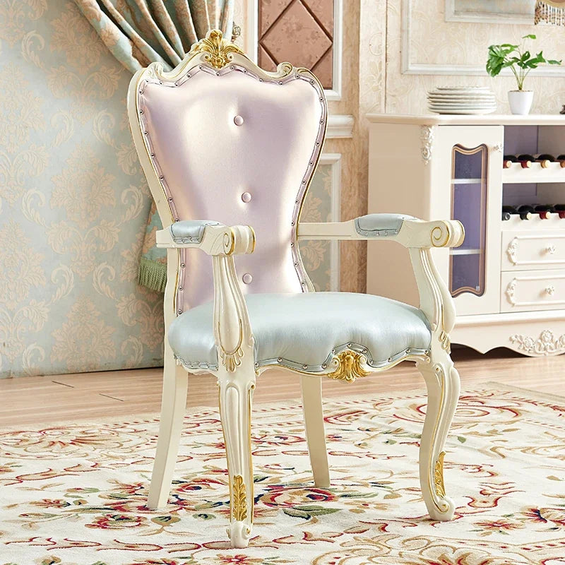 X European Solid Wood Dining Chair Princess Lazy Throne Luxury Lounge Chair Fashion Butterfly Ergonomic Muebles Entrance Furnitu