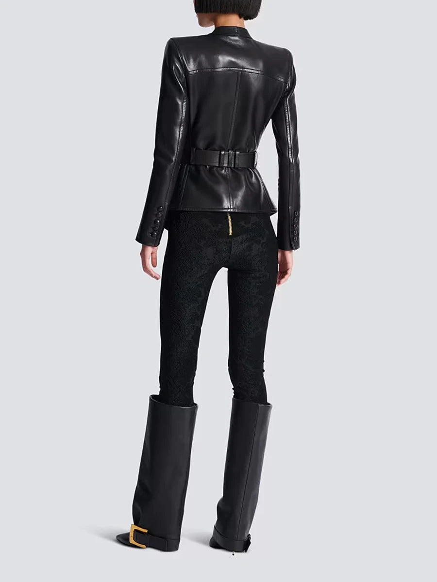 TWOTWINSTYLE Solid Slimming Spliced Pockets Temperament Jackets for Women V Neck Patchwork Button Fashion Jacket Female Clothing