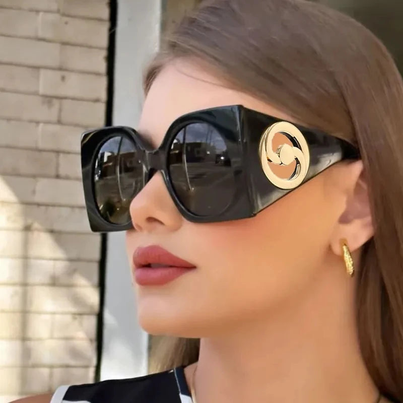 Polycarbonate Square Sunglasses — Green Amber | KIMLUD
