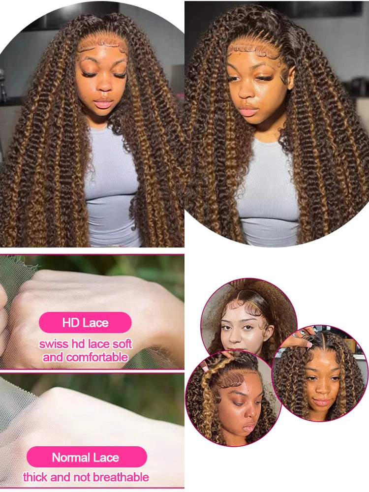 Lace Frontal Wig - Deep Wave - Remy Hair - Highlight Ombre | KIMLUD