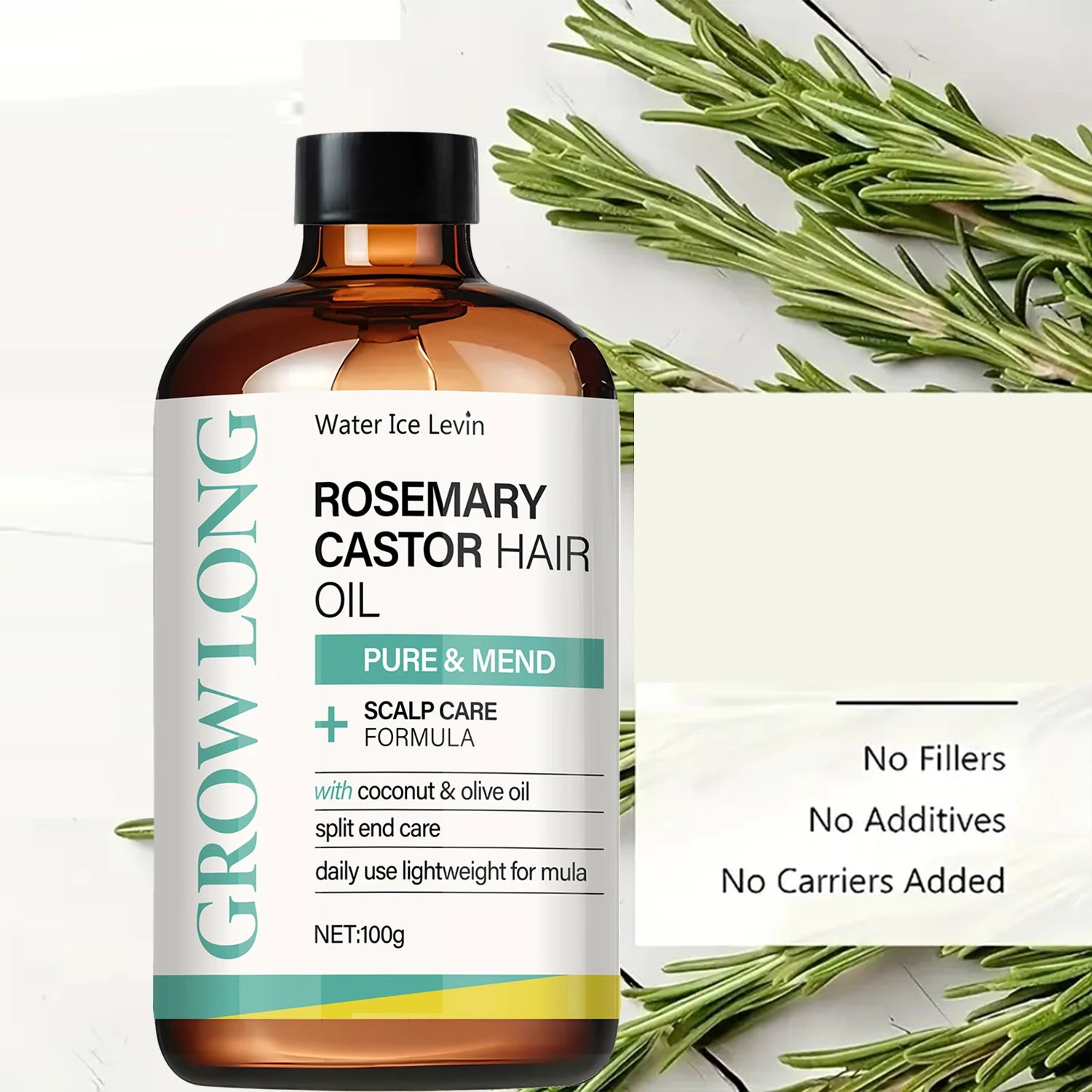 Rosemary-Infused Castor Hair Oil For Scalp Care And Split Ends — Clear | KIMLUD