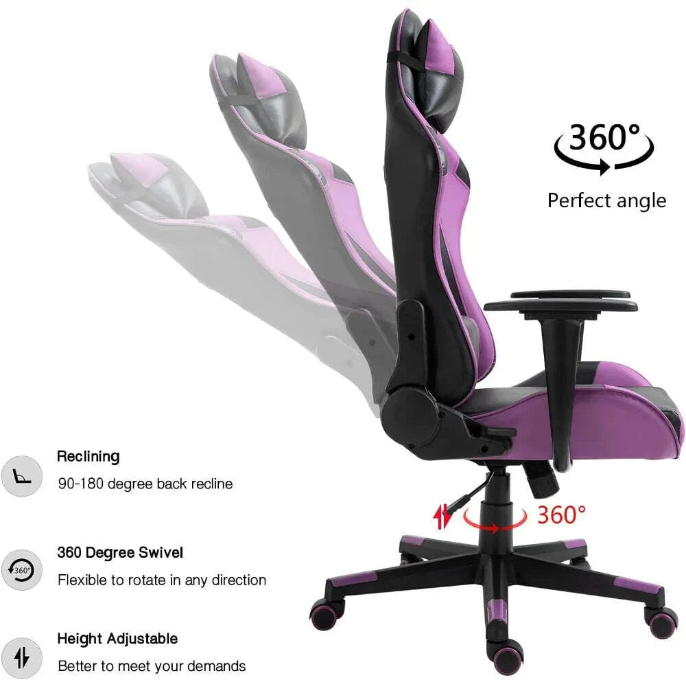 KIMLUD, Modern-Depo Gaming Chair Recliner, Ergonomic Swivel Office Computer Desk Chair with Headrest Lumbar Support, Black Purple, KIMLUD Womens Clothes