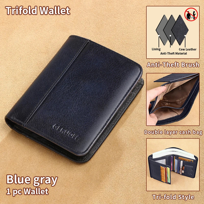 Compact Wallet – RFID Protected – Top-Grain Brown Leather – Gradient Finish | KIMLUD
