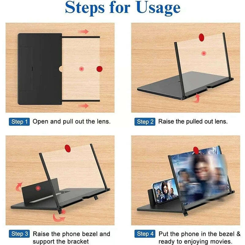 KIMLUD, Pull-Out Phone Screen Amplifier 10 12 Inch 3D HD Video Magnifier with Anti-Blue Light Foldable Lazy Stand for All Smartphones, KIMLUD Womens Clothes