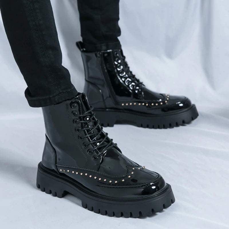 Men's Motorcycle Boots – Platform – Genuine Leather | KIMLUD