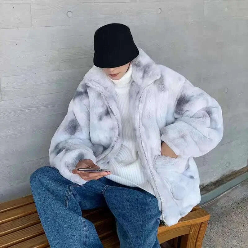 KIMLUD, Autumn Winter New Fashion Long Sleeve Stand Collar Solid Lamb Wool Trench Men's Clothing Korean Zipper Warm All-match Trend Top, KIMLUD Womens Clothes