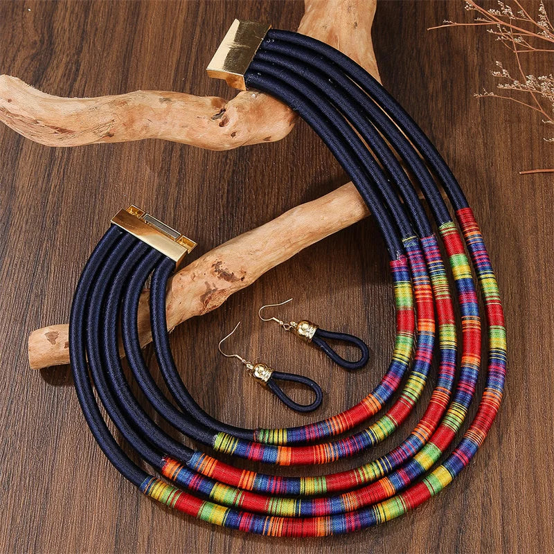 Jewelry Set Multi-Layer Woven Zinc Alloy Gold | KIMLUD