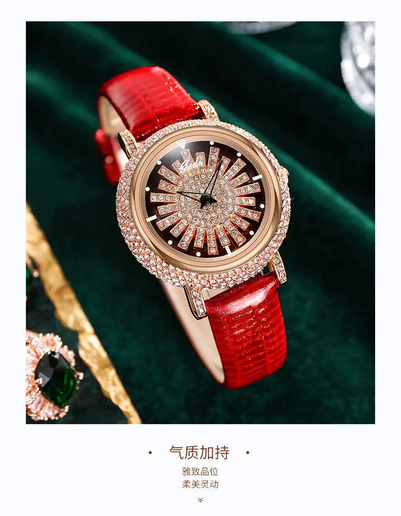 Women's Luxury Quartz Watch — Leather Band, Waterproof, 40mm Dial | KIMLUD
