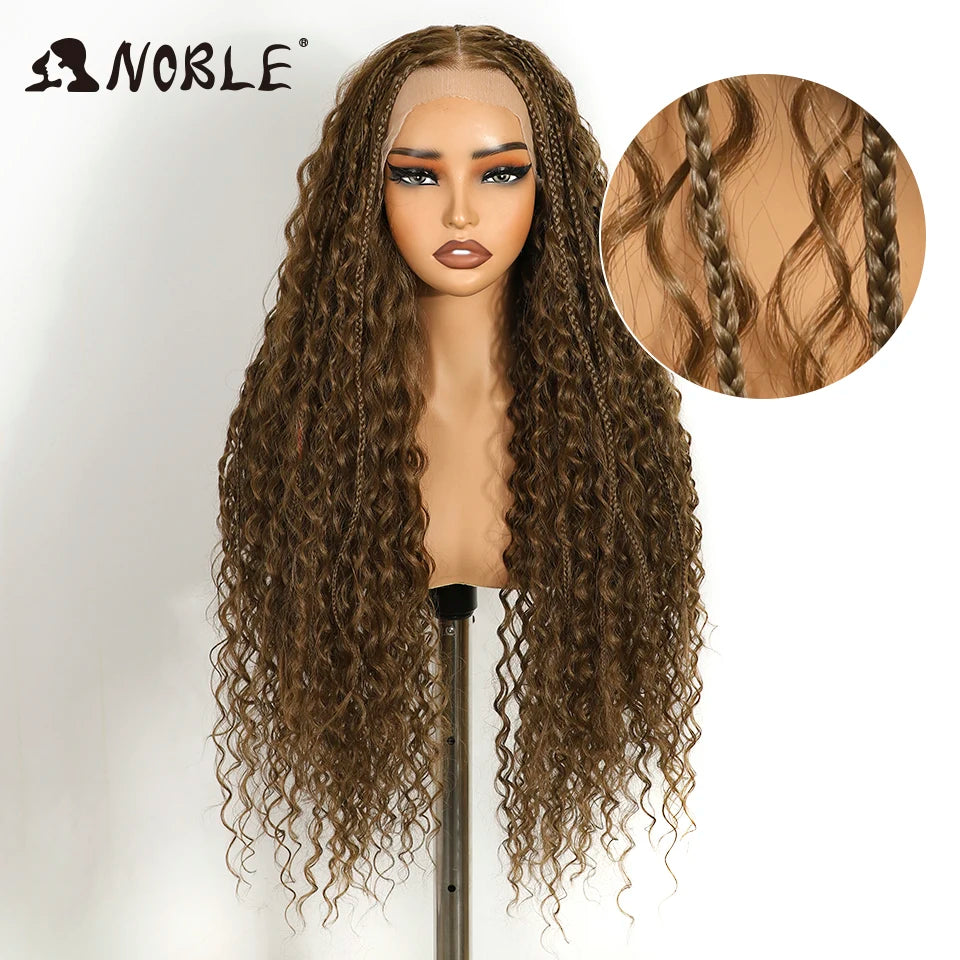 Box Braided Lace Wig - Twist Braided Style - Swiss Lace - Medium Brown | KIMLUD