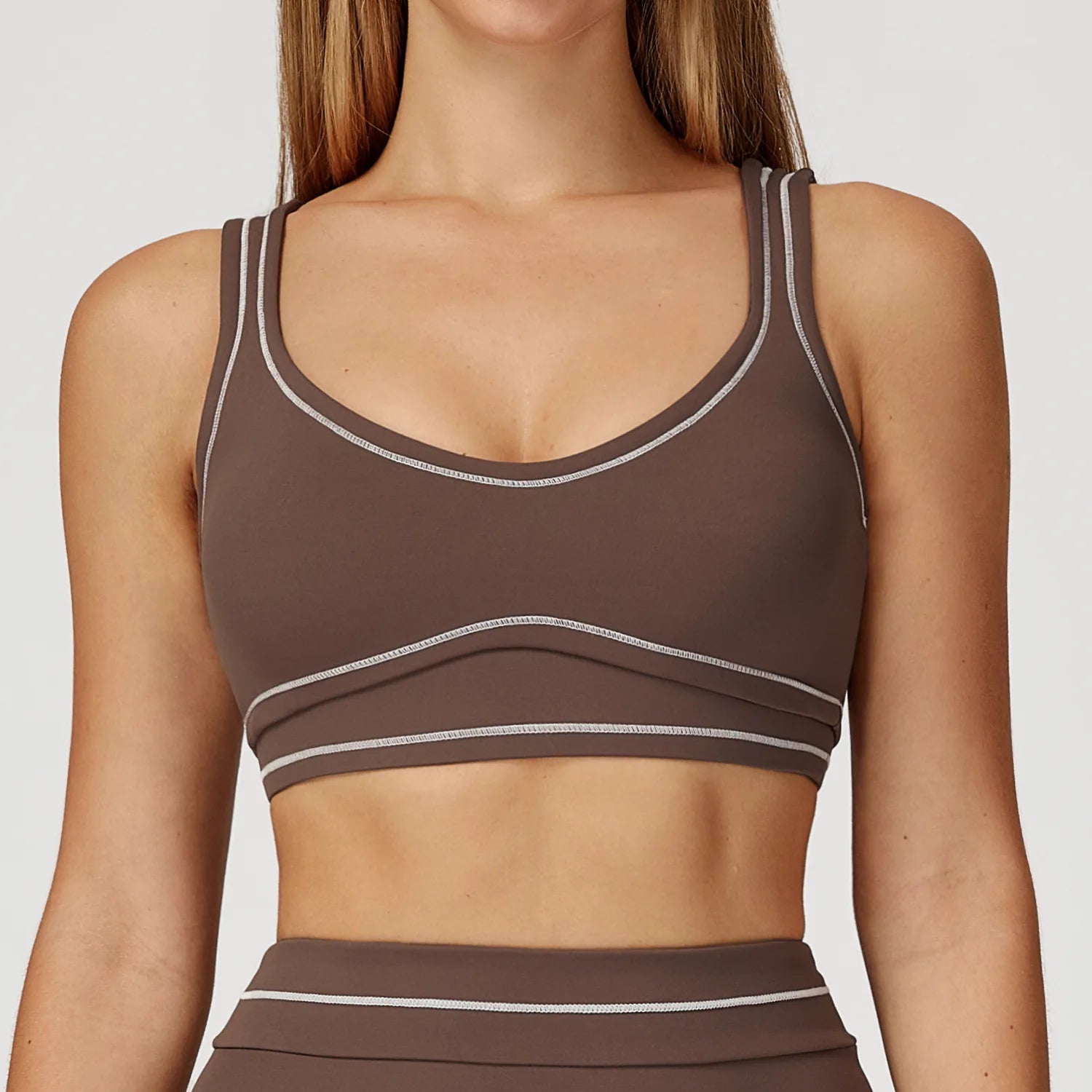 Knit Yoga Sports Bra Backless Breathable Elastic Support For Running And Workout — Mauve | KIMLUD