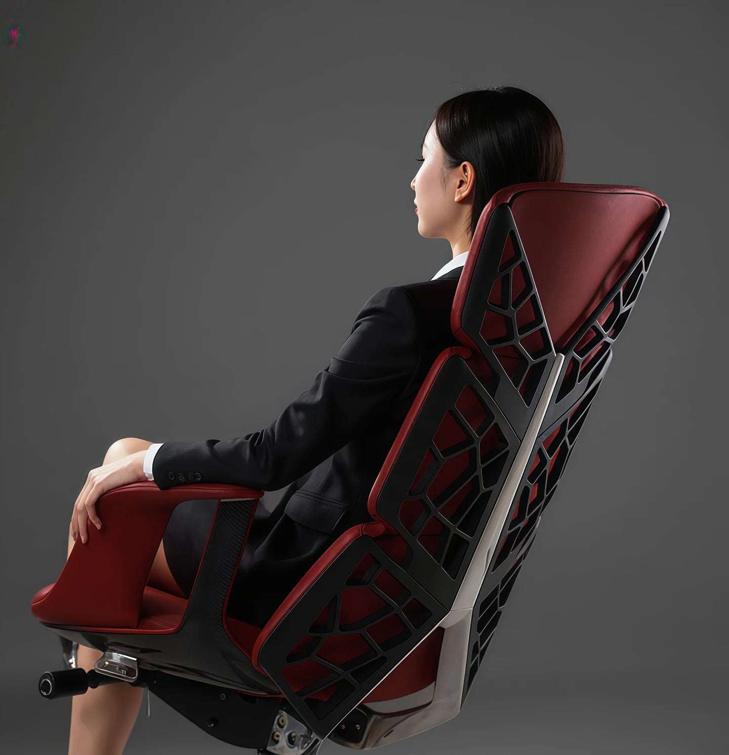 Leather Executive Swivel Office Chair — Red | KIMLUD