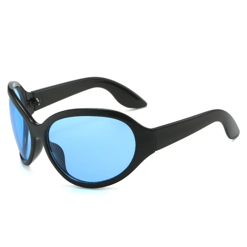 Oversized Punk Oval Sunglasses UV400 — Black | KIMLUD