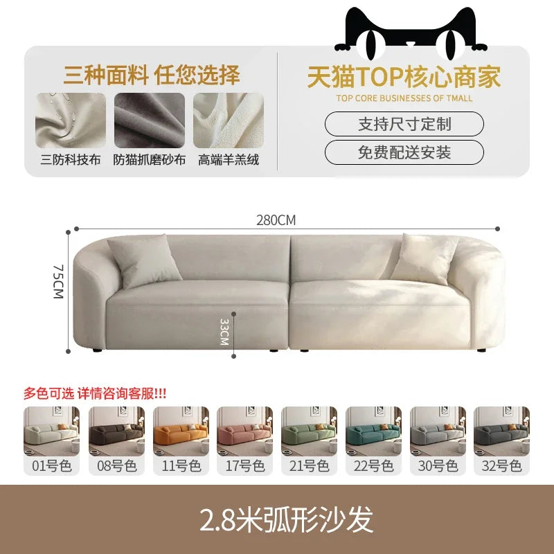 Fabric-Blend Upholstered Lounge Sofa Reclining — Ivory White | KIMLUD