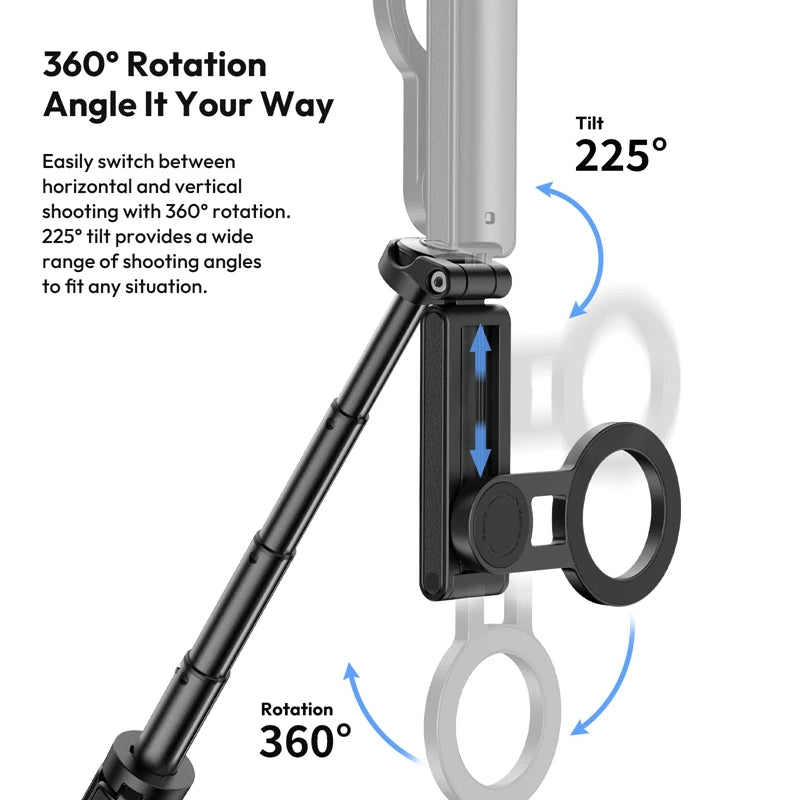 Ulanzi JJ03 Magnetic Phone Tripod Wireless Phone Grip Selfie Stick Desktop Tripod for iPhone 16 15 14 13 Pro Pro Max