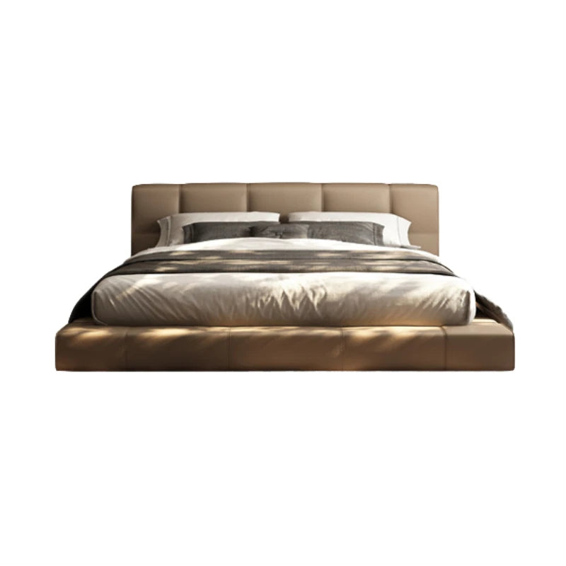 Leather Bed Romantic Italian Minimalist Upholstered Frame With Storage — Black | KIMLUD