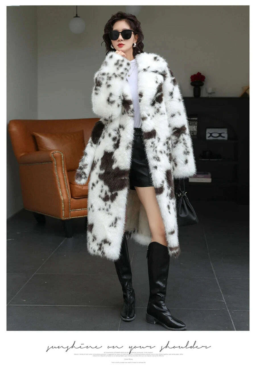 KIMLUD, ZAROY Luxury Fluffy Faux Mink Fur Long Women's Coat Fashion Gradient Fur Winter Thick Warm Outerwear Brand Design Overcoat шу, KIMLUD Womens Clothes
