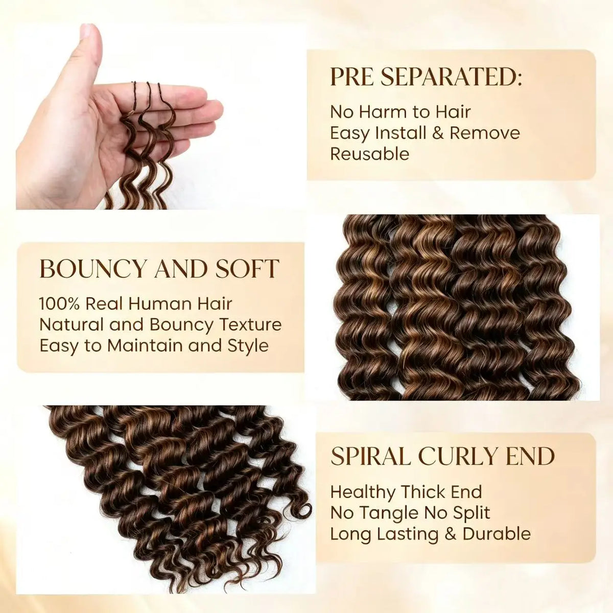 Crochet Hair – Highlight Colored Deep Wave – Brazilian Hair | KIMLUD