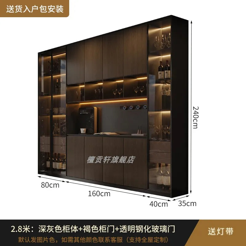Minimalist Modern Storage Cabinet With Glass Panels — Espresso | KIMLUD