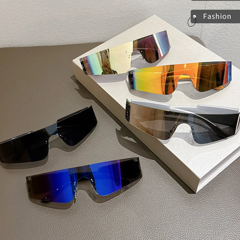 Rimless Small-Rectangle Sunglasses — Silver Mirror | KIMLUD
