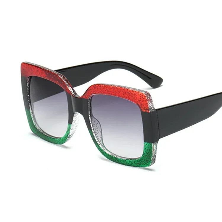 Oversized Glitter Plastic Sunglasses — Multicolor | KIMLUD