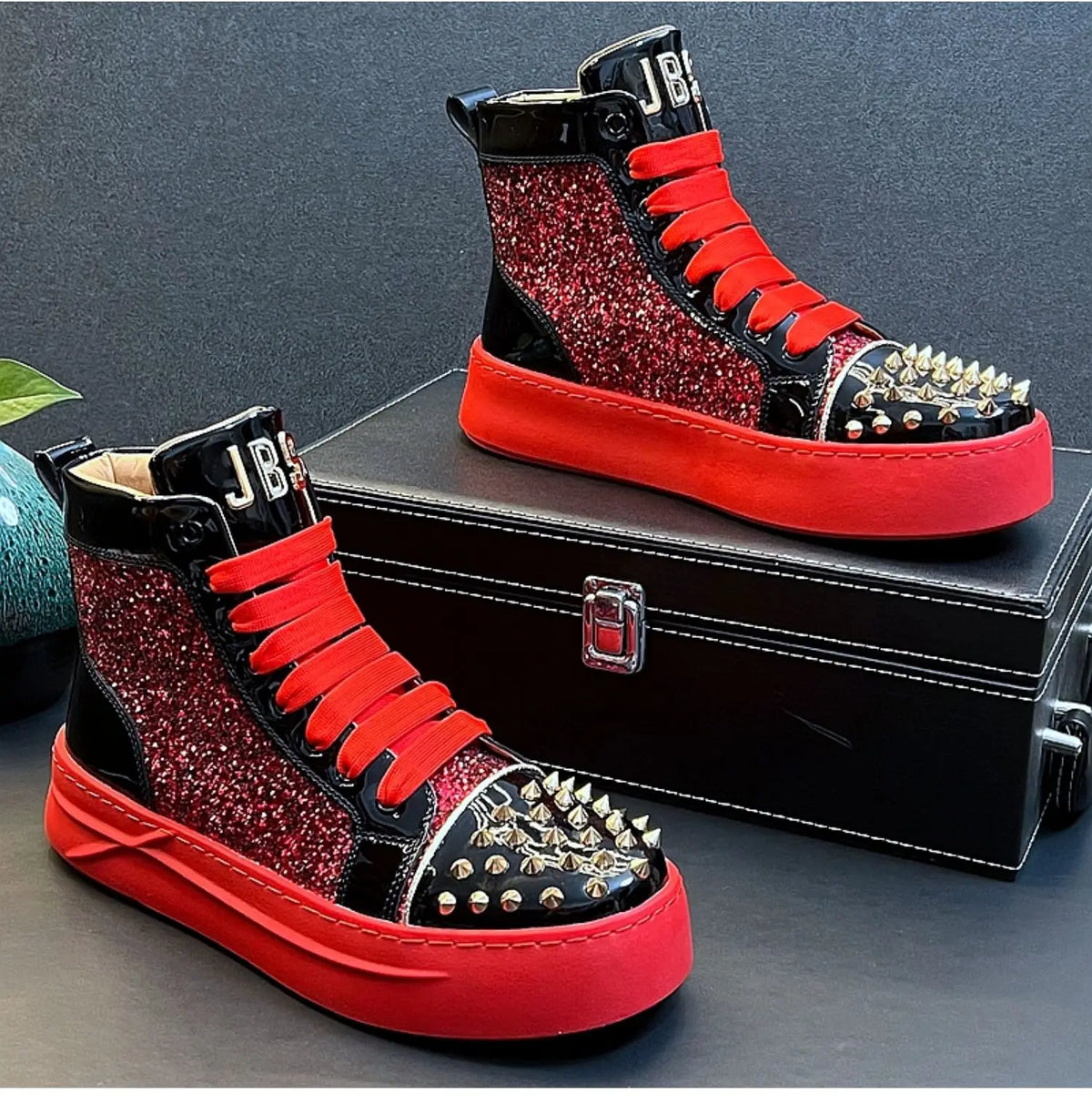 Men's Sneakers – Rhinestone Platform – Casual Silhouette | KIMLUD