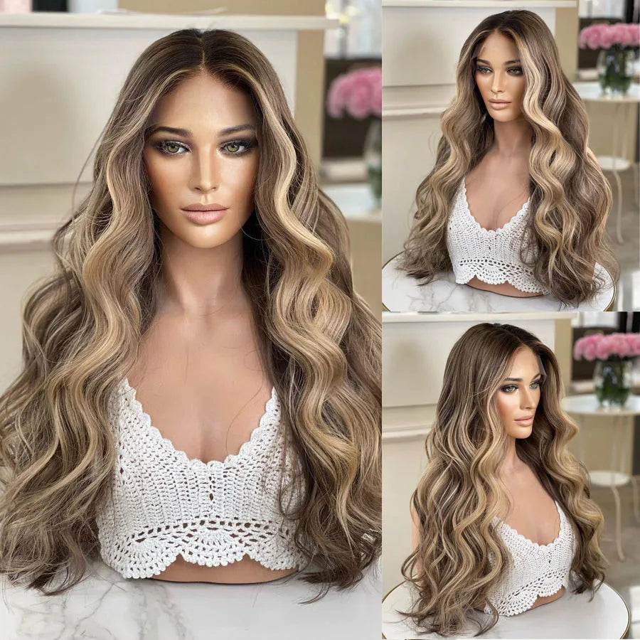Remy Brazilian Hair Wig Wave Glueless 13x6 Lace Frontal — Ash Blonde | KIMLUD