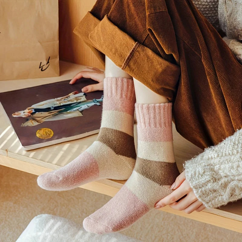 Fleece-Lined Thick Socks Mid-Calf — Assorted Colors | KIMLUD