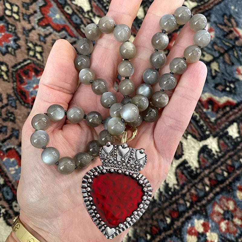 Silk Beaded Knotted Necklace — Aquamarine | KIMLUD