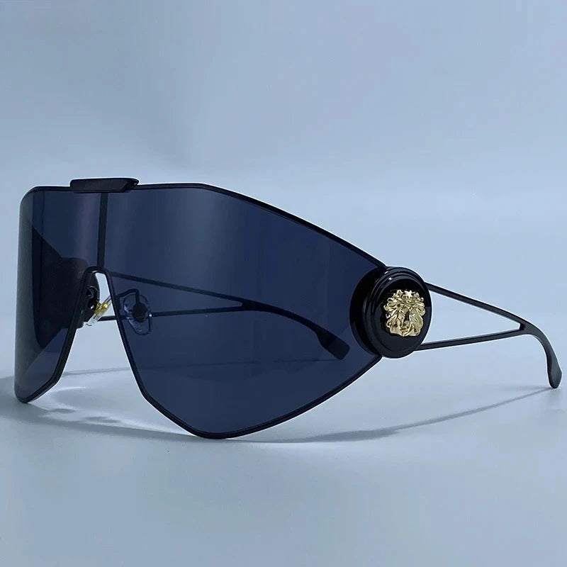 Plastic Oversized Sunglasses Solid — Gold | KIMLUD